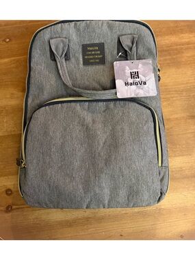 HaloVa Kids Gray Backpack with Gold Zipper Accents